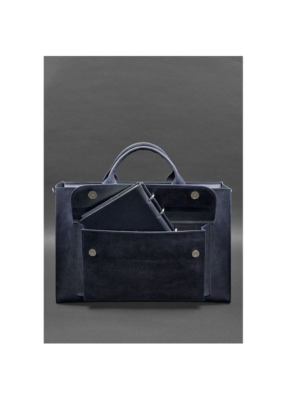 Сумка мужская кожаная через плечо для ноутбука и документов синый Crazy horse BlankNote (302007965)