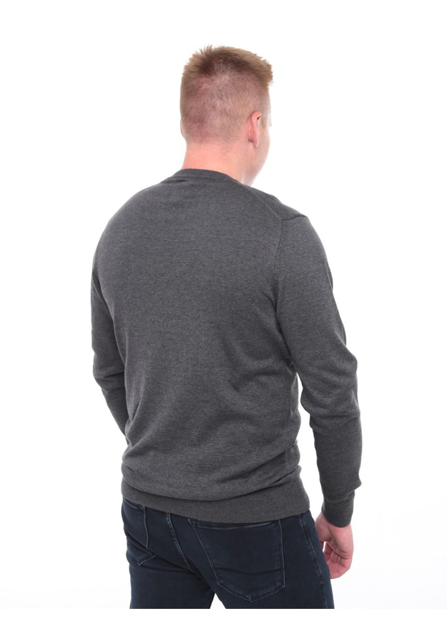 Темно-серый зимний свитер мужской серый тонкий однотонный джемпер MarcoStar Приталена