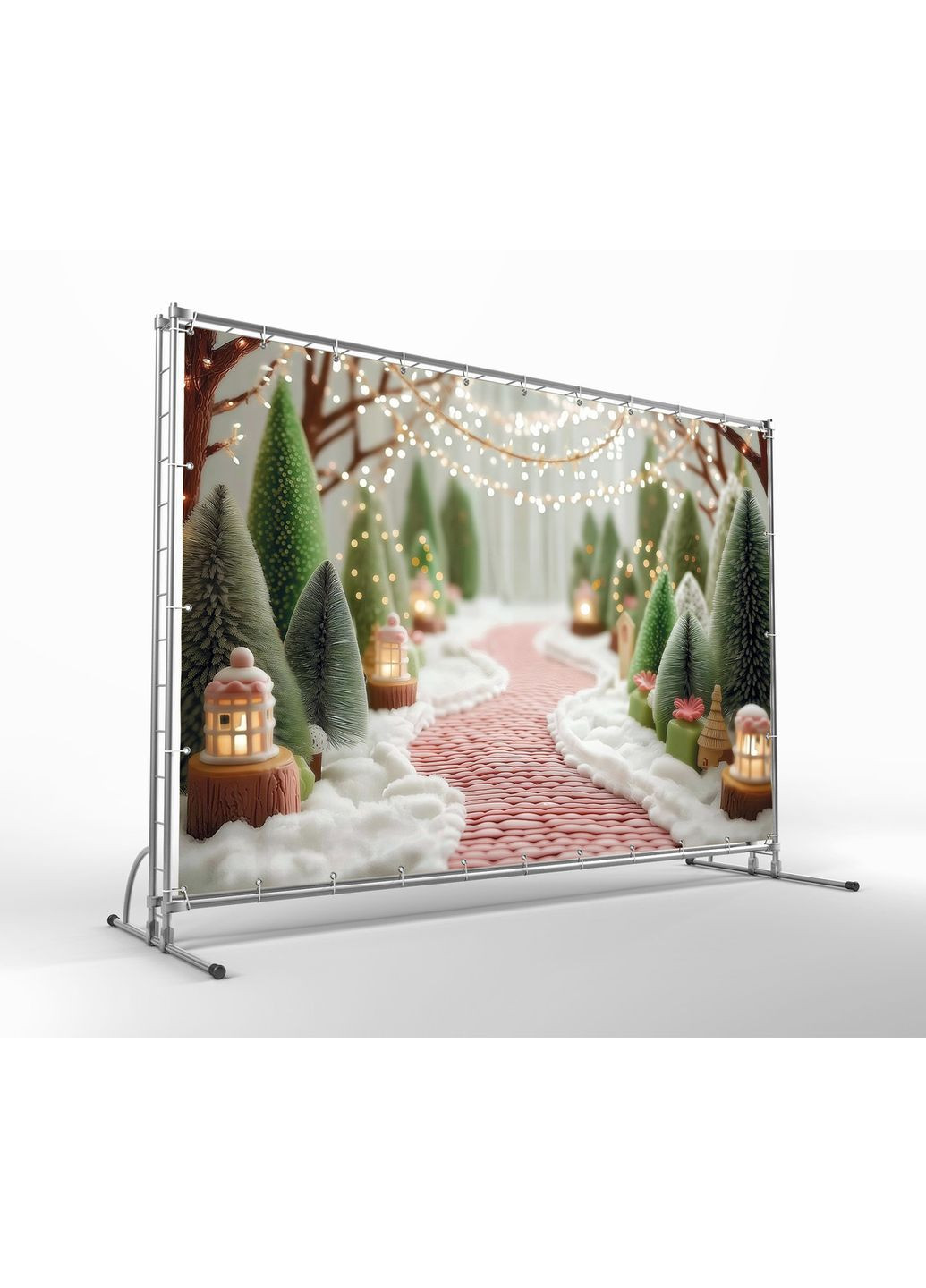 Фотозона Зимний вход с ёлками и снегом – №46538 Vinylpex (369930166)