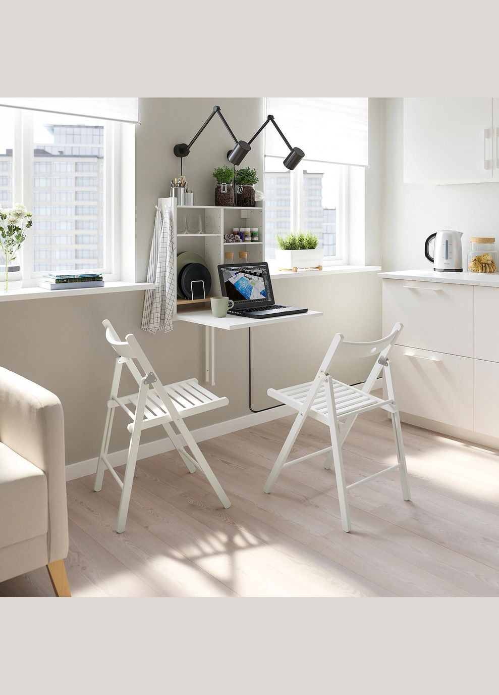 Настінний стіл, опущений зі сходів ІКЕА NORBERG 64х60 см (20497928) IKEA (278406670)