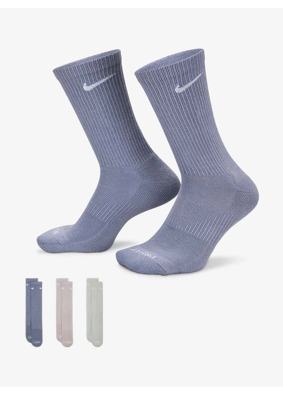 Комбіновані чоловічі шкарпетки everyday plus cushioned crew multi різнокольоровий Nike однотонні (395620621)