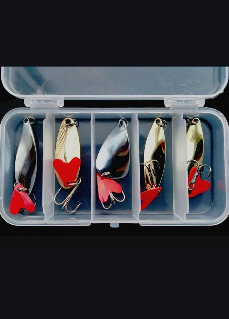Набор наживок для рыбалки К3 5 шт 4 и 5 грамм блесны с крючками + коробка (R051440) FGT (361222397)