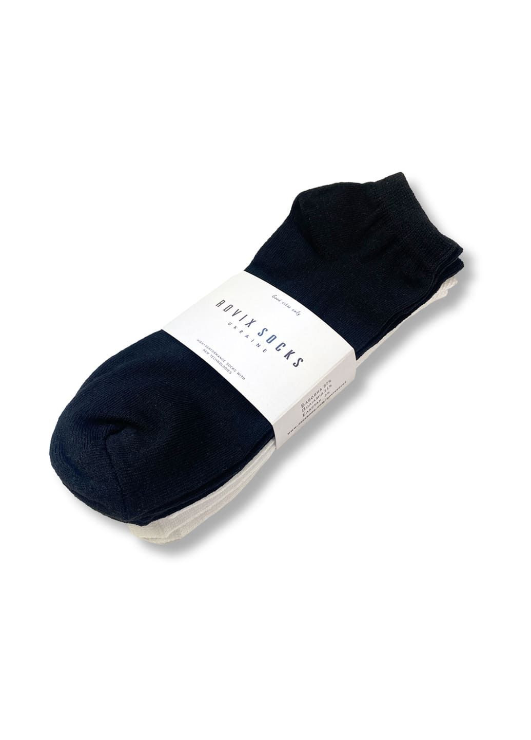 Чёрно-белых набор носков 4 пары, черный/белый, короткие, 43-46 Rovix однотонные (299306346)