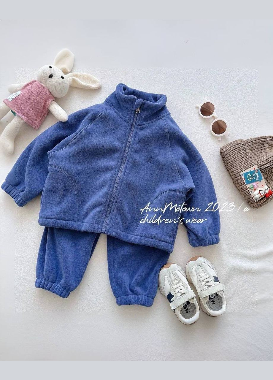 Синий демисезонный костюм детский с вышивкой брючный Garna