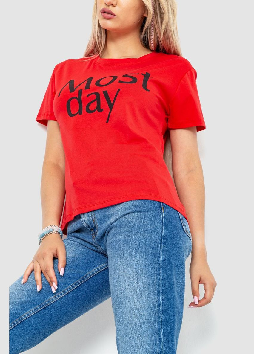 Червона демісезон футболка жіноча з принтом, колір бежевий, Ager