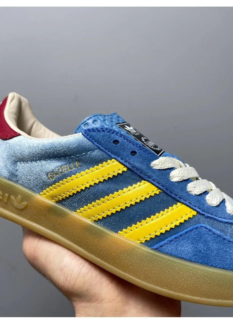 Синій кросівки чоловічі adidas x gucci gazelle blue адідас газель сині демісезон No Brand