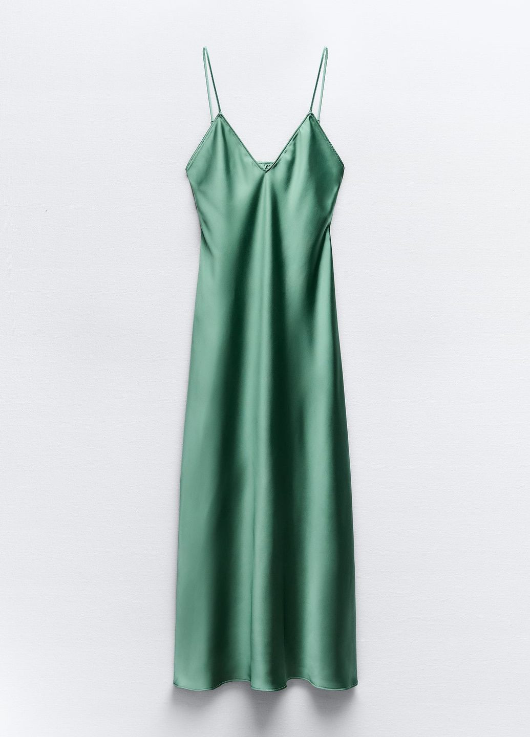 Серо-зеленое домашнее платье Zara однотонное