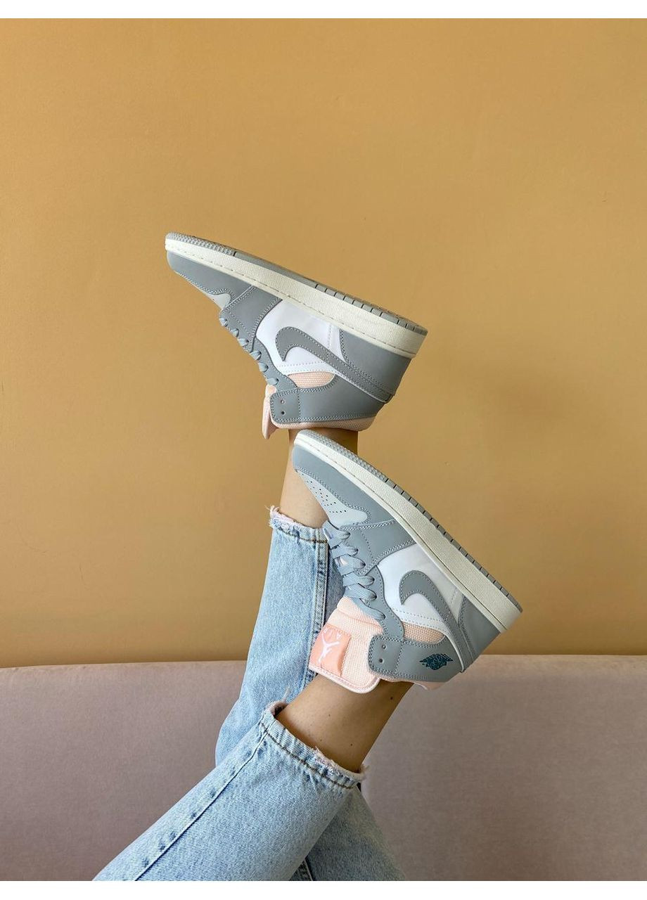 КРОСІВКИ ЖІНОЧІ NIKE AIR JORDAN 1 RETRO HIGH GREY WHITE ORANGE НАЙК АІР ДЖОРДАН No Brand сірі демісезони (368870421)