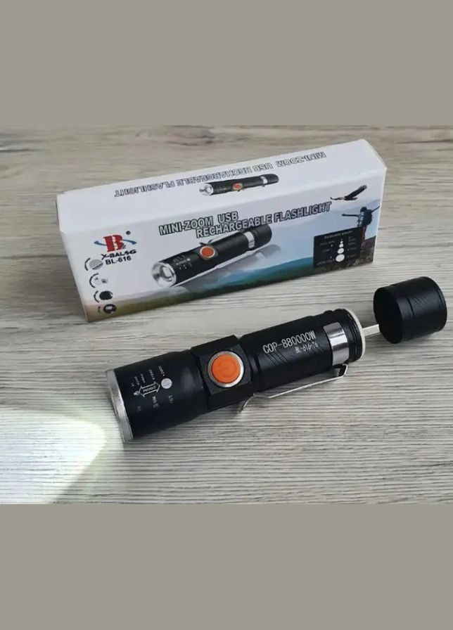 Светодиодный ручной аккумуляторный фонарь BL- 616 яркий мощный качественный фонарик с зумом zoom X-Balog BL-616 (297331952)