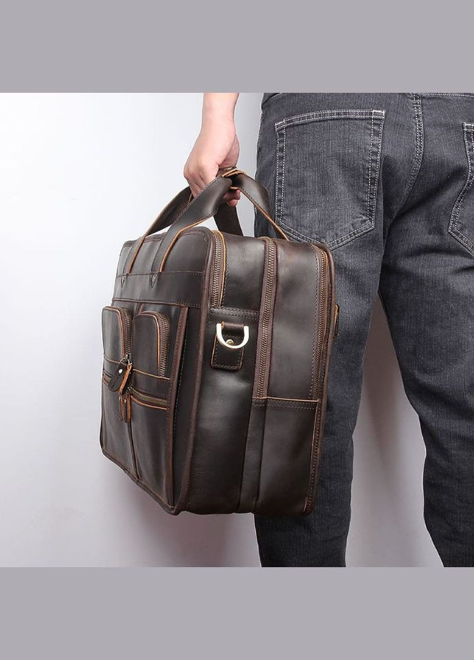 Велика сумка для ноутбука 15" 17" 19" зі шкіри crazy horse 7387R-1 John McDee (329151084)