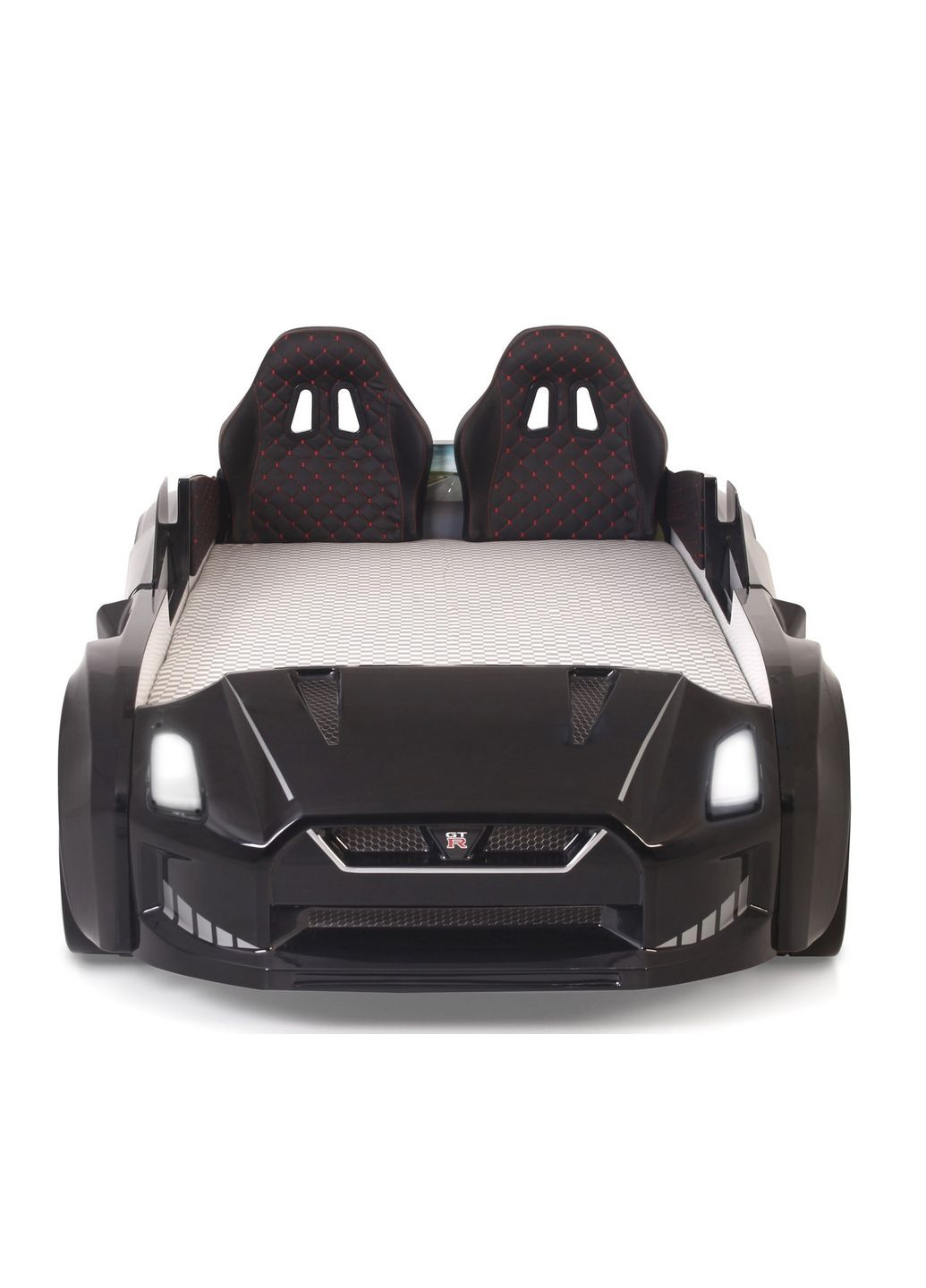 Ліжко-машина Порше-911 Чорний з музикою й підсвіткою фар, коліс, дна + дверей відчиняються і пульт ДК Exit (329444491)