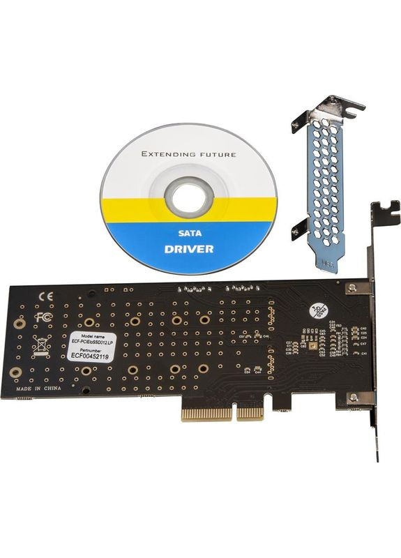 Плата розширення (ECFPCIEtoSSD012.LP) PCI-E-2хM.2+2хSATA, 88SE9215 Frime (315518379)