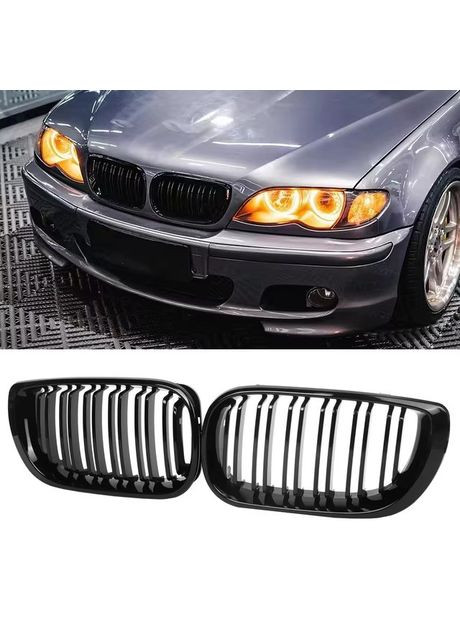 Решетки радиатора E46 рестайл глянец ноздри двойные BMW (337345611)