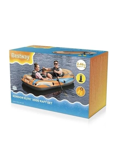 Надувная двухместная лодка с веслами и насосом 246x122 см, 61145 Bestway (398332956)
