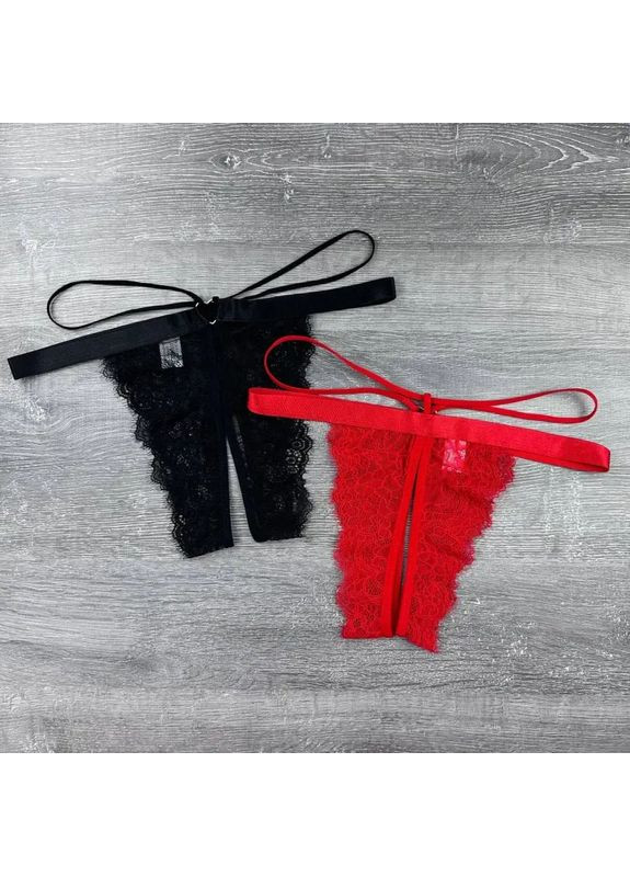 Чорний демісезонний витончений мереживний комплект спідньої білизни з розрізами – бюстгальтер та трусики No Brand Комплект білизни