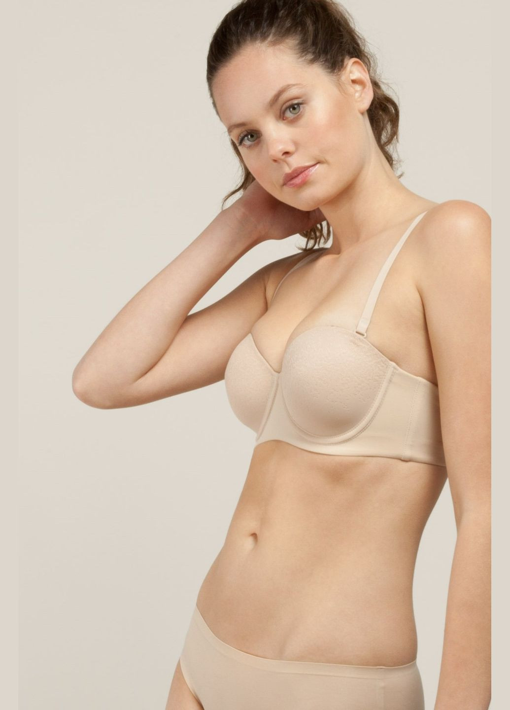 Бежевий безшовний безшовний бюстгальтер балконет Gisela з кісточками