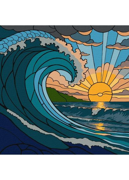 Картина за номерами - Вітраж. Хвиля ©art_selena_ua 30х30 см IDEYKA (362203647)