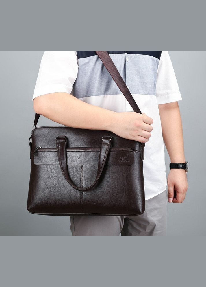 Чоловічий діловий портфель формату А4 еко шкіра Коричневий No Brand (302391070)