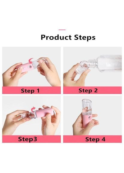 Увлажнитель для лица с аккумулятором, портативный мини аромараспылитель 30 мл для ухода за кожей Nano, розовый More (369156990)