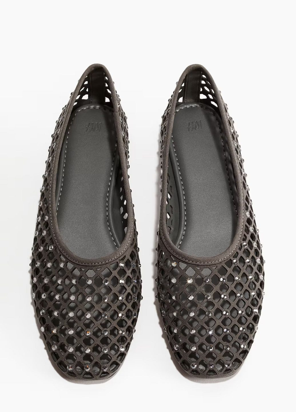 Женские балетки H&M | тёмно-серые однотонные текстиль (351260407)