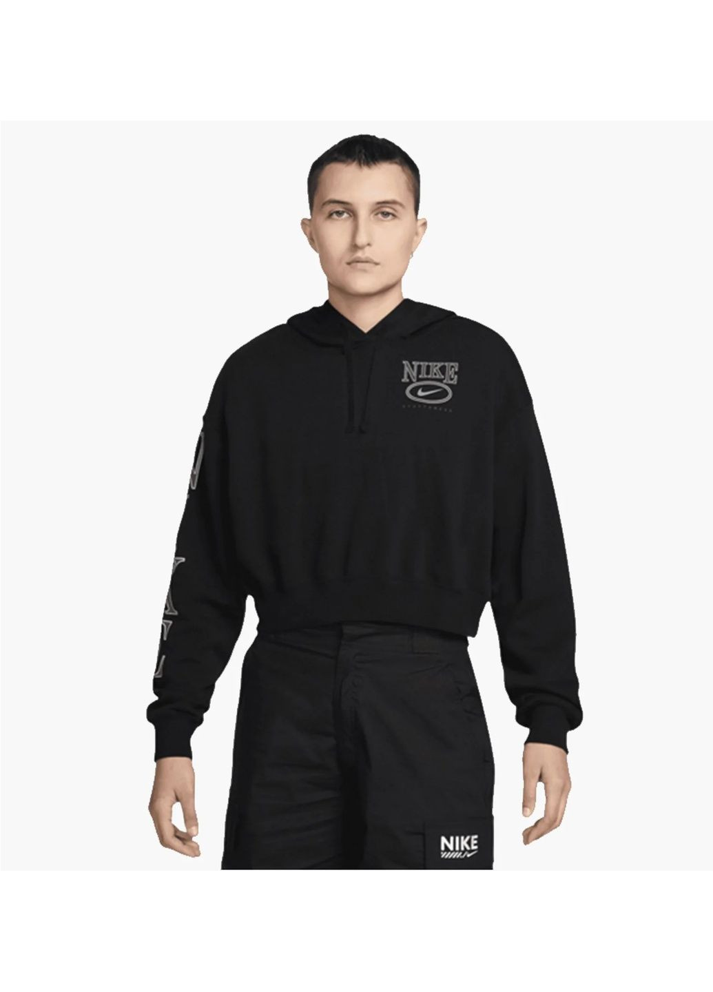 Худі унісекс Sportswear Club Fleece Oversized Graphic Crop Black Nike (364839298)