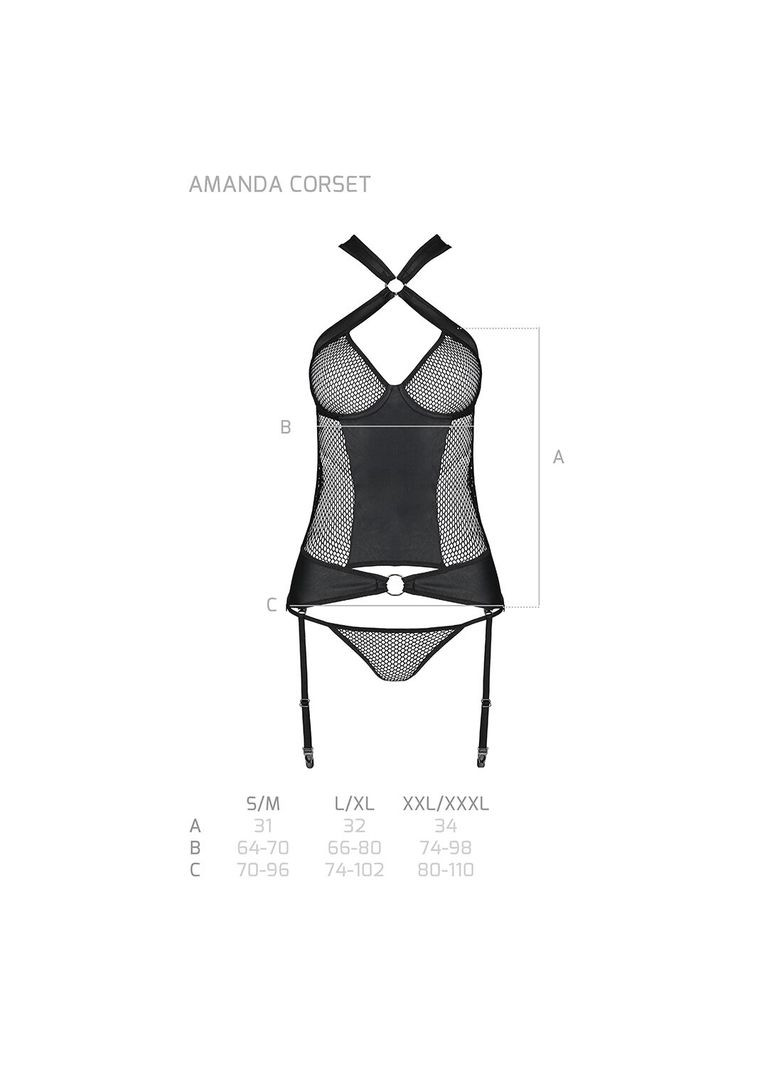 Сітчастий комплект корсет з халтером Amanda Corset black - CherryLove Passion (282965560)