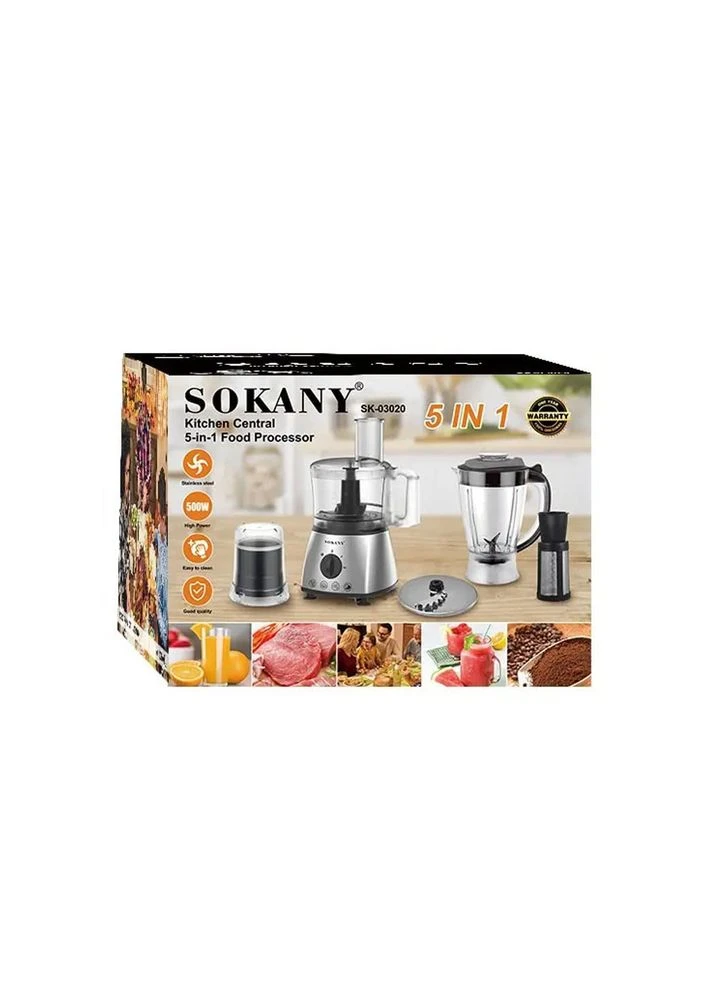 Кухонный комбайн 5в1, 500 Вт, от сети, SK-03020 / Комбайн кухонный/ Измельчитель кухонный/Блендер Sokany (366980107)
