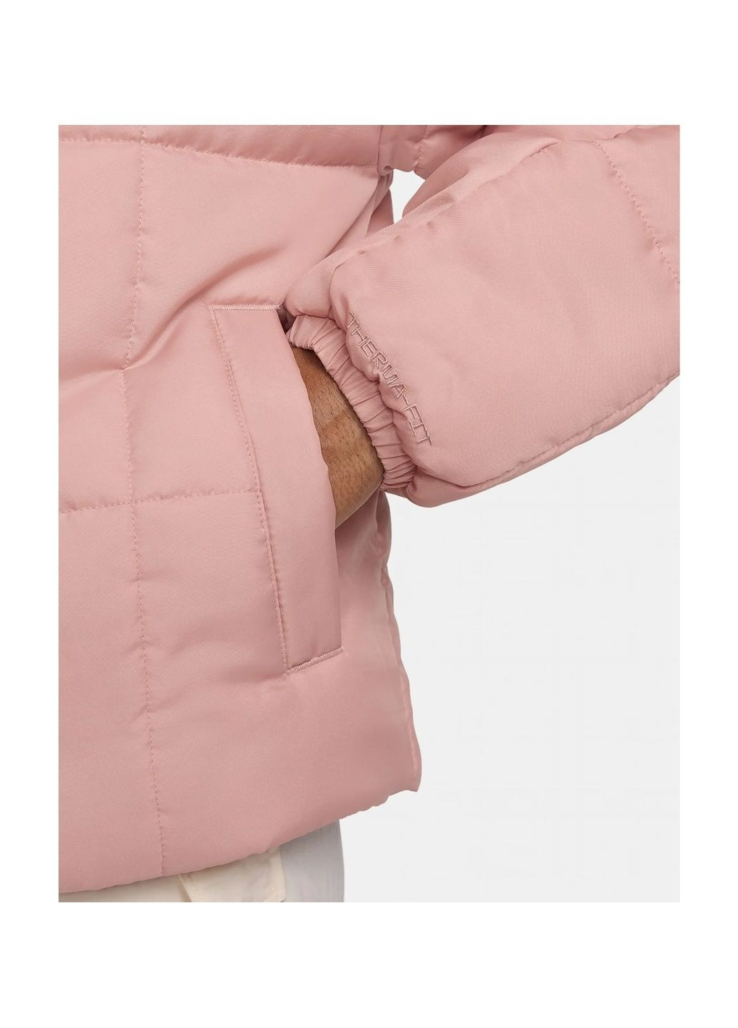 Рожева пуховик жіночий sportswear classic puffer therma-fit loose hooded jacket pink Nike