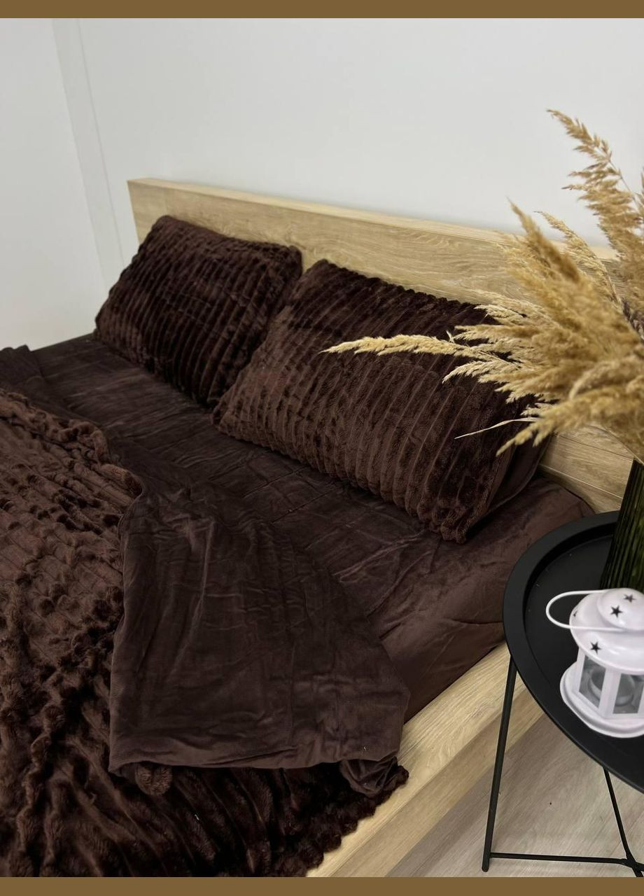 Євро постільна білизна шарпей плюшева м'яка Шоколад (П4К-sharpey001-03) No Brand (308754550)