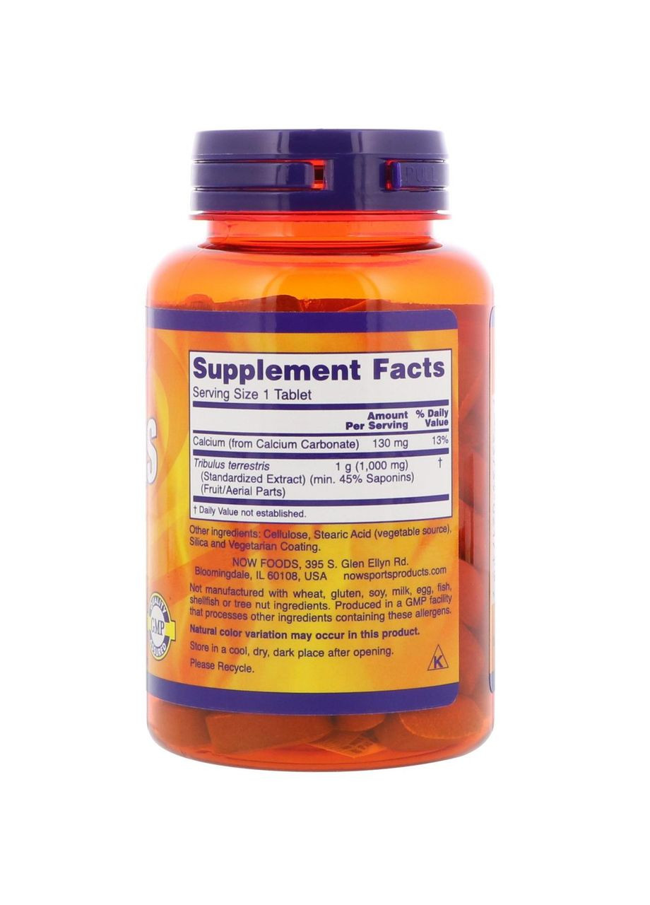 Трибус,, Спорт, трибулус, 1000 мг, 90 таблеток Now Foods (364311812)