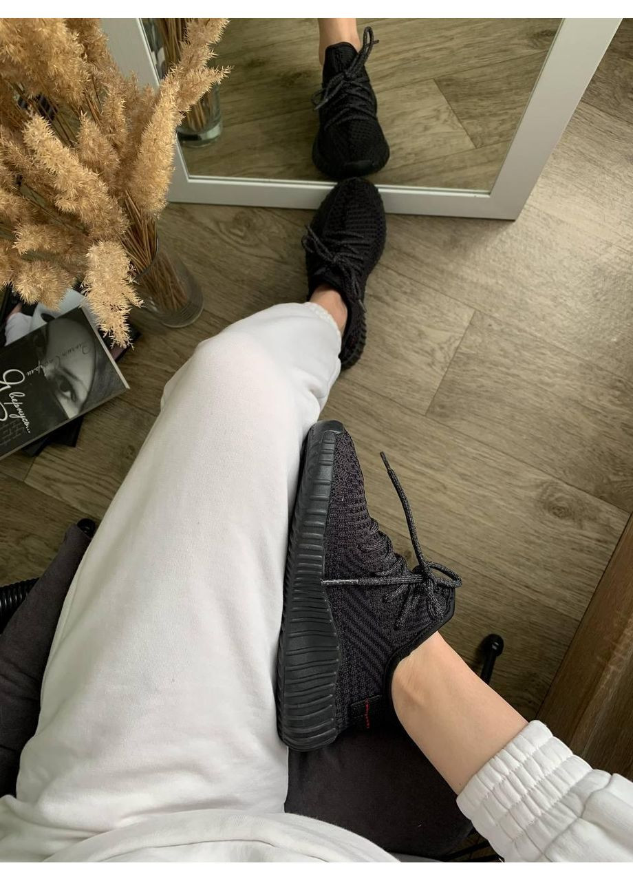КРОССОВКИ ЖЕНСКИЕ ADIDAS YEEZT BOOST 350 V2 BLACK АДИДАС ИЗИ БУСТ No Brand чёрные демисезоны (369389552)