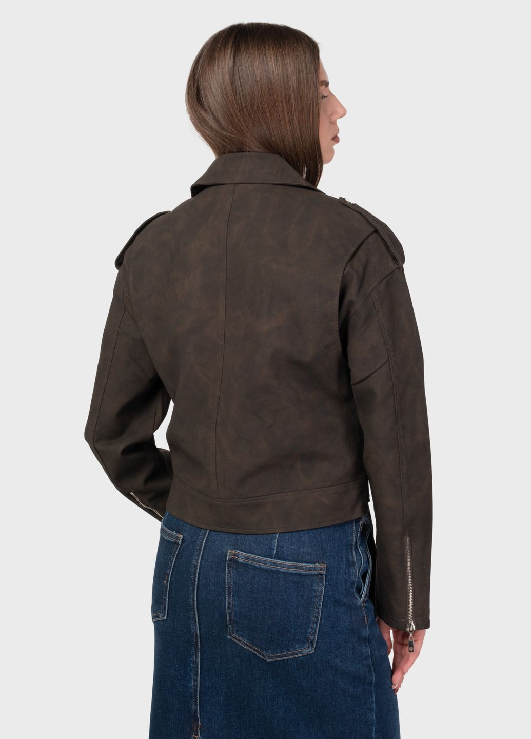 Коричнева куртка-косуха жіноча m762-5 коричнева 345414 косуха Power