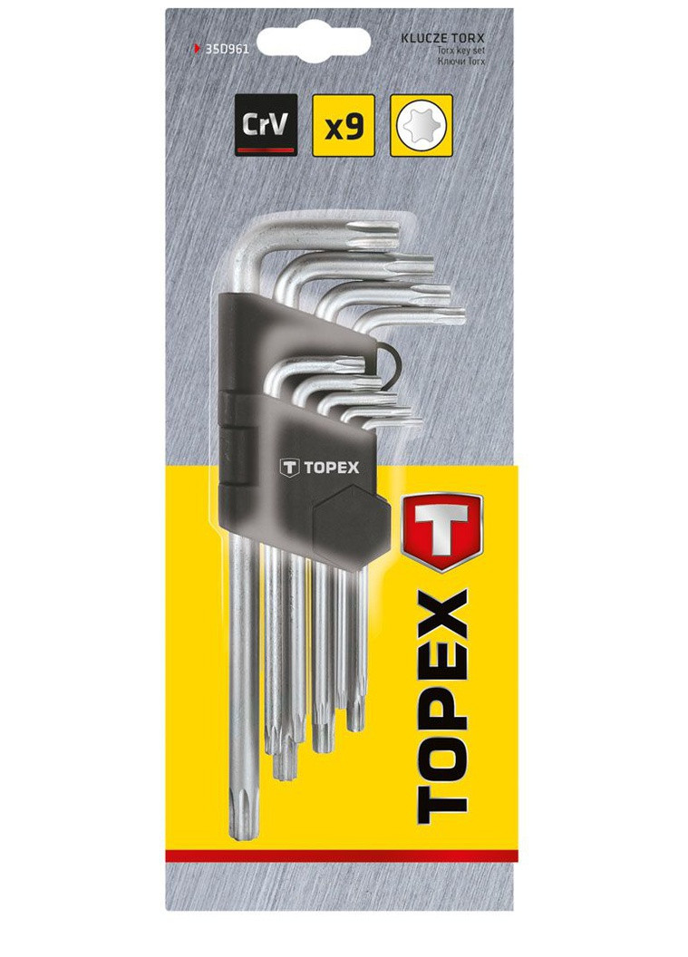 Набор шестигранных ключей Torx (T10T50, 9 шт) ключи звездообразные удлиненные (22741) Topex (290680023)