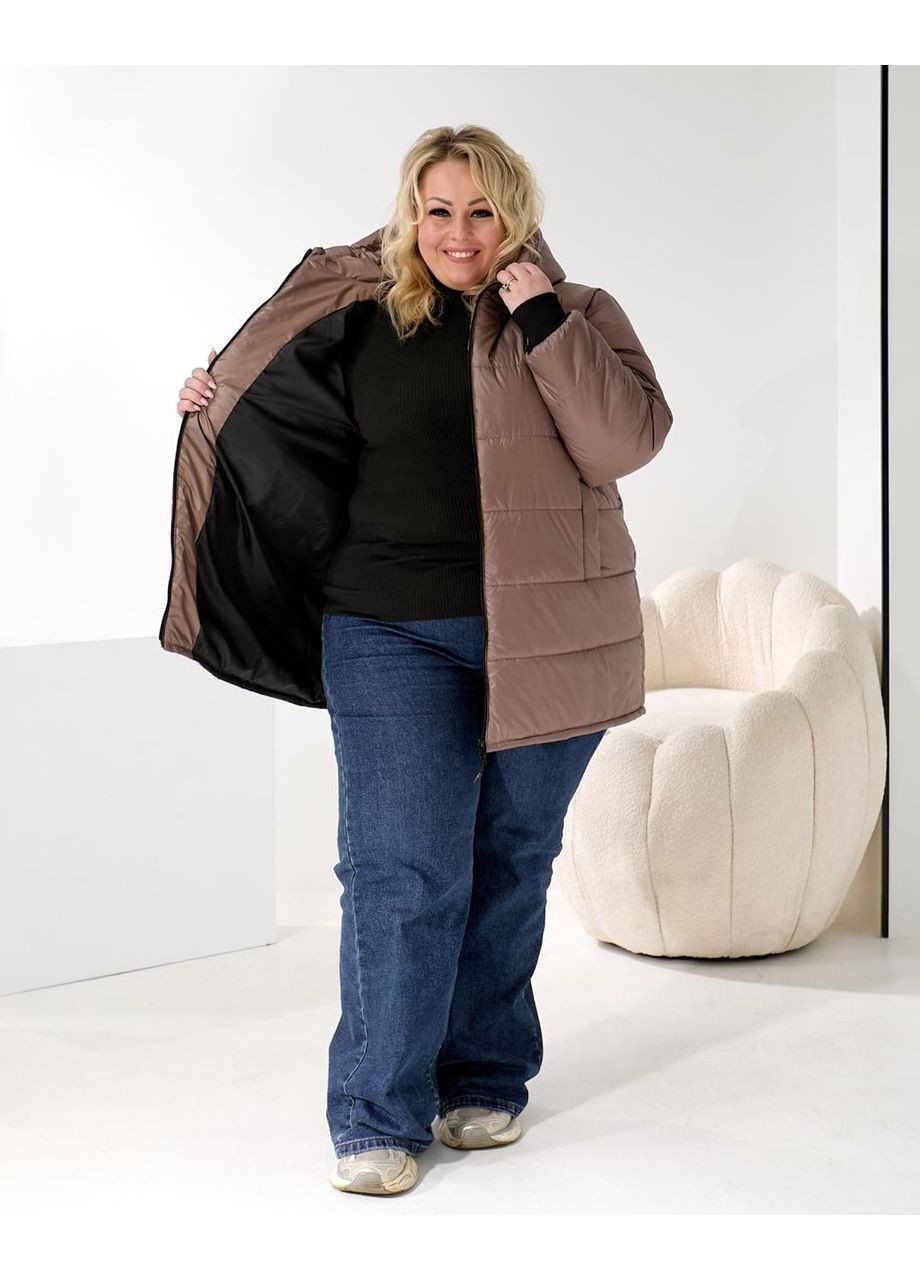 Бежева зимня жіноча зимова куртка куртка-пальто No Brand