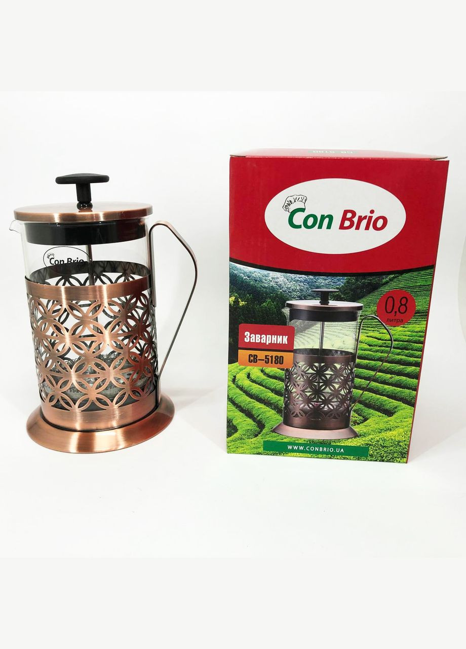 Френч-пресс с поршнем CB-5180 800мл, Заварники для чая и кофе, SK-214 Заварник прозрачный Con Brio (349512102)