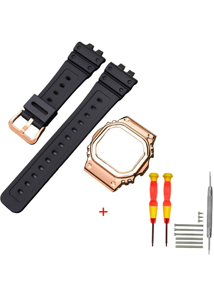 Ремешок и безель для Casio G-Shock черный полимерный для мужчин женщин унисекс литой браслет пряжка ProDobro (367264936)