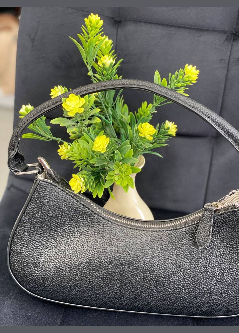 Женская сумка-багет из пористой эко-кожи черного цвета 32388 Fashion (338187884)