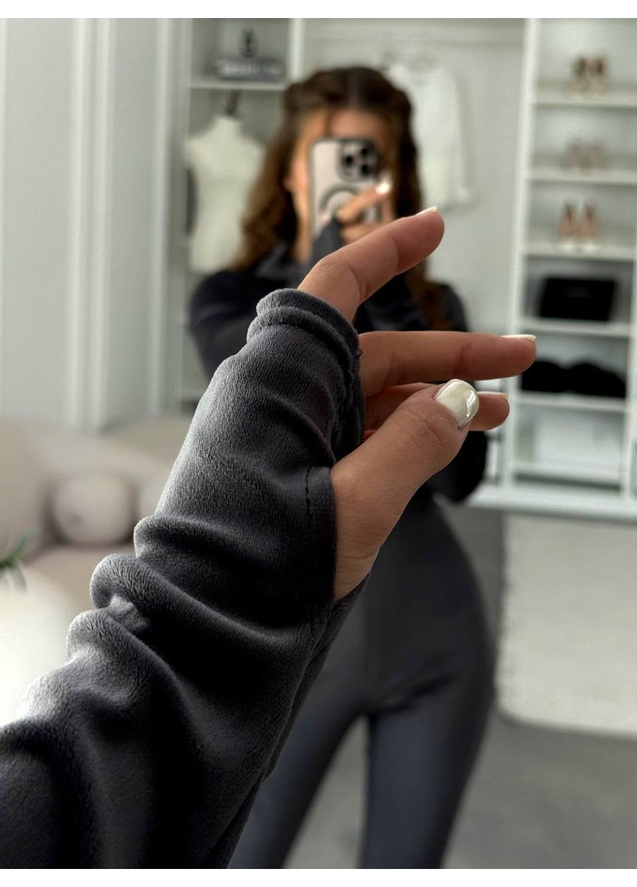 Комбінезон жіночий Україна комбінезон-брюки однотонний графітовий повсякденний велюр