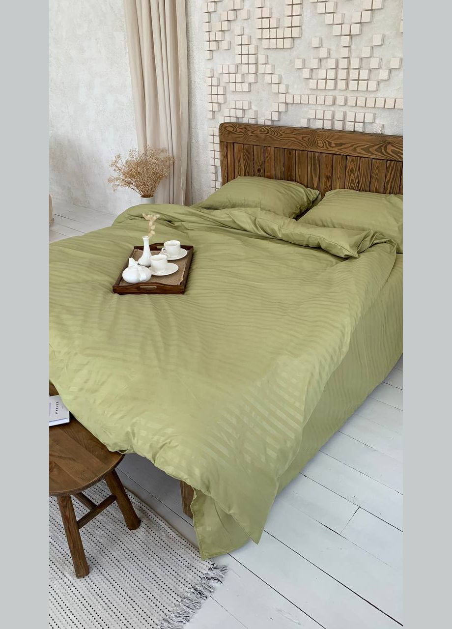 Семейный КПБ микро страйп сатин "Лайм" (145х210, 70х70) Glav Textile (297365372)