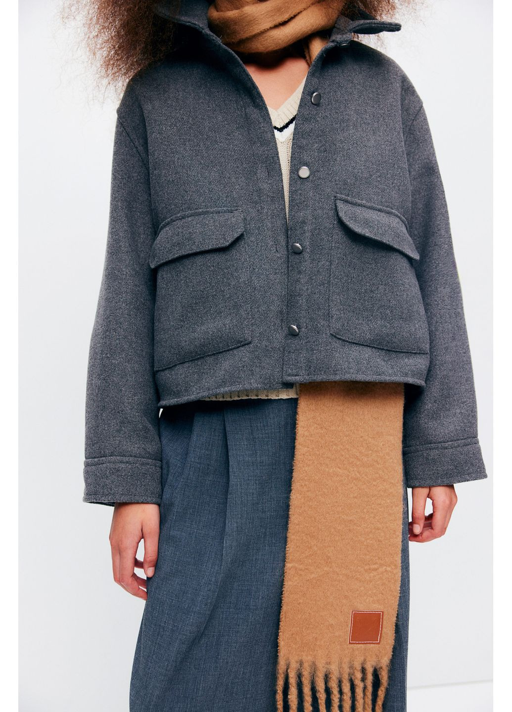 Серая демисезонная куртка-рубашка H&M