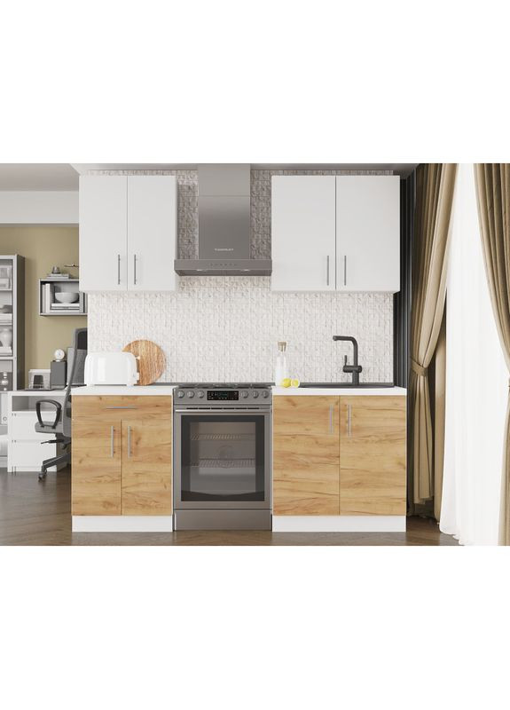 Кухня модульна Оптіма набір №2 Німфея альба (білий)/Дуб крафт золотий 2 м (EVR-5696) Еверест (311683454)