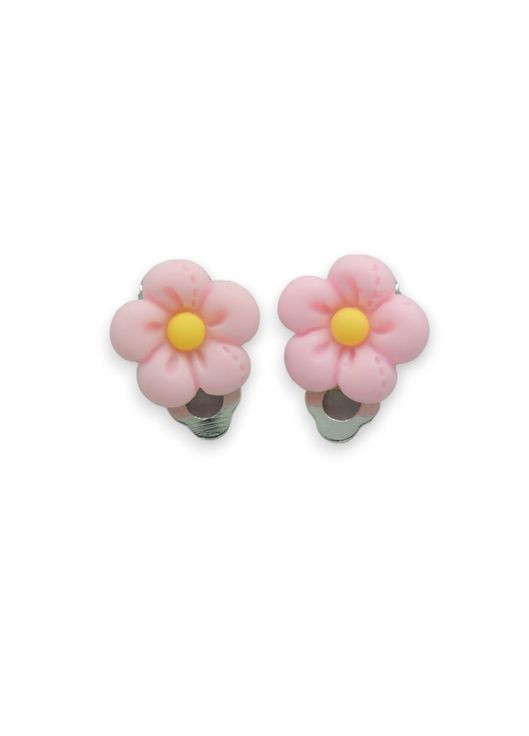 Кліпси сережки дитячі для вух без пробивання вуха сережки у вигляді квітки Мульти Ромашка рожева Liresmina Jewelry (293337370)