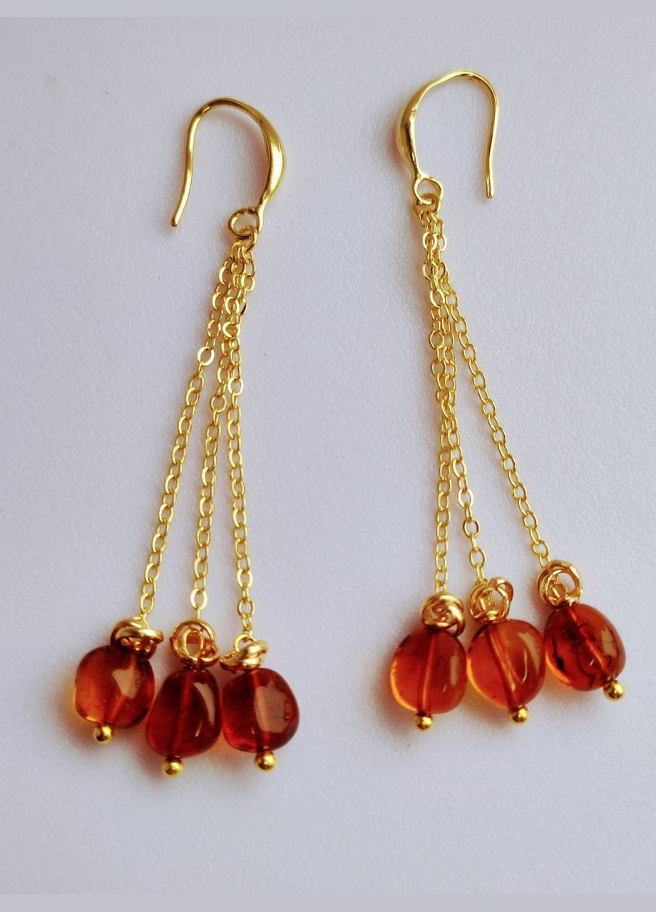 Сережки 2671 з натурального бурштину коньячних відтінків MINOV (311310467)