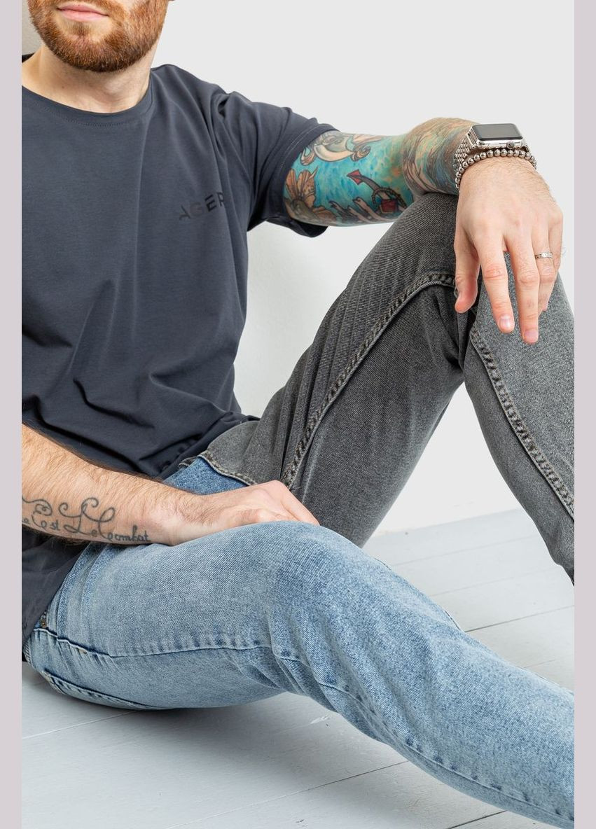 Комбинированные демисезонные джинсы мужские двухцветные, цвет сине-серый, Ager