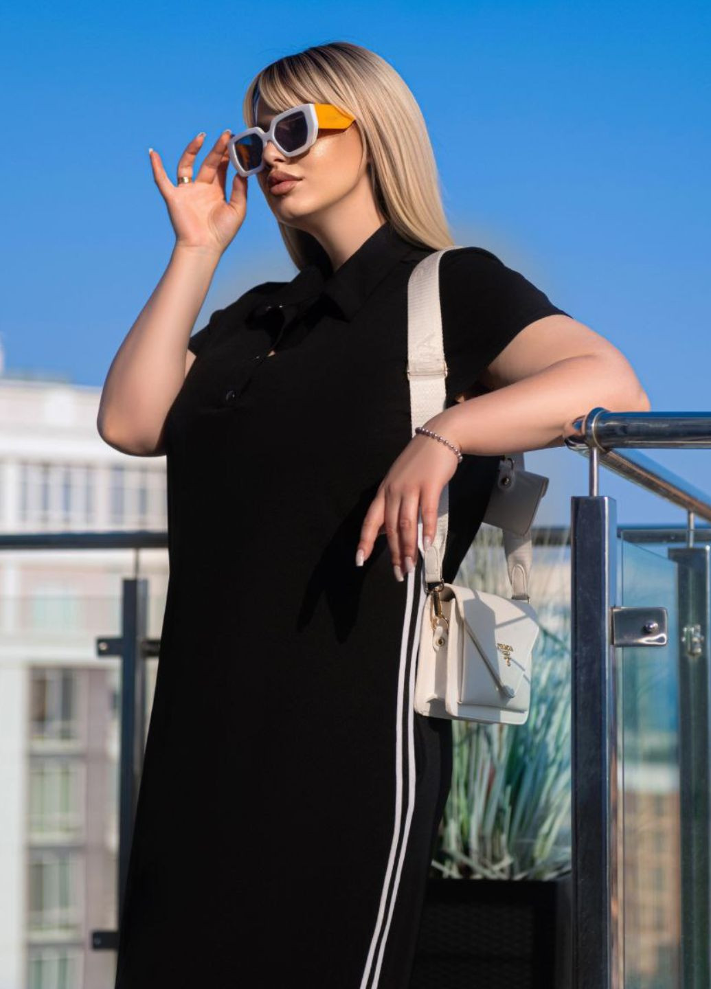 Чорна повсякденний сукня максі поло на кнопках з коротким рукавом поло Allthings