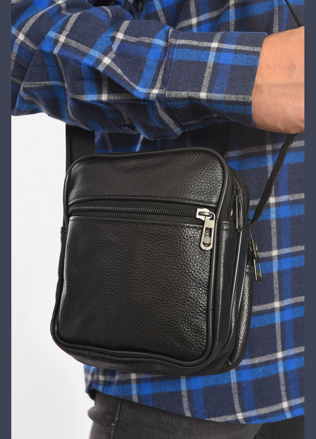 Сумка чоловіча через плече з екошкіри чорного кольору Let's Shop (306812934)