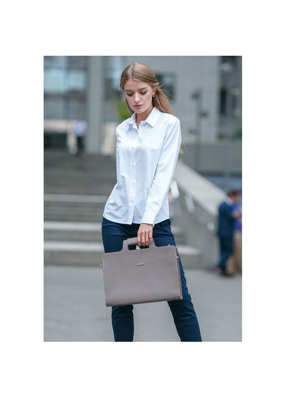 Сумка жіноча шкіряна через плече для ноутбука та документів темно-бежева BlankNote (302008919)