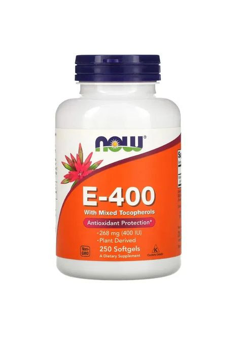 Вітамін E суміш токоферолів Vitamin E Mixed 400 МО 250 капсул Now Foods (361119353)