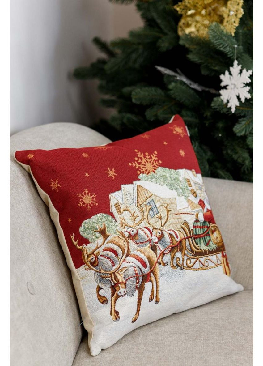 Декоративна подушка PRESENT Сані Санти 45х45 см новорічна для дому стильний подарунок інтер'єру ProDobro (369365377)