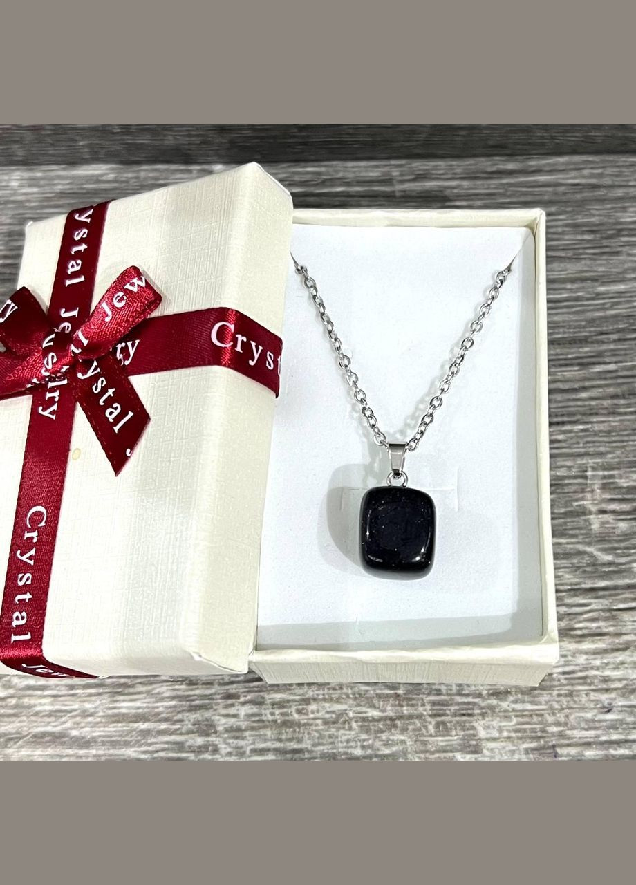 Кулон талісман натуральний камінь Авантюрин "Ночі Каїра" у формі "міні блок" на ланцюжку в подарунковій коробочці Овен (331291775)